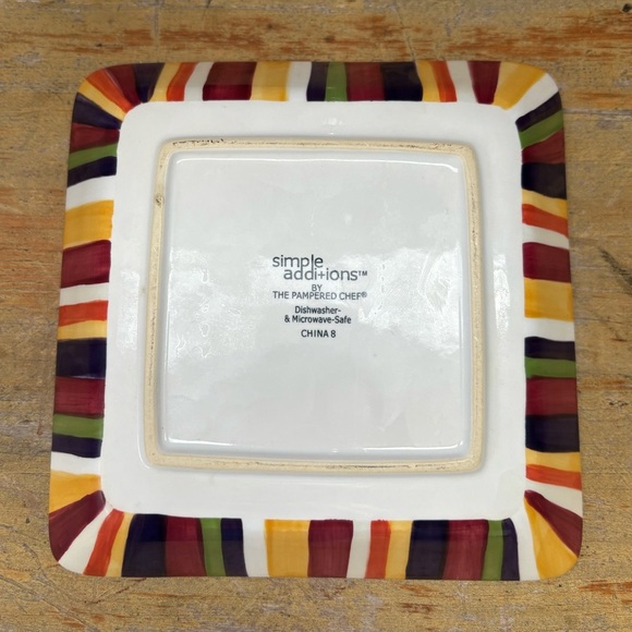 Simple Additions by Pampered Chef Striped Square Vegetable Bowl & Salad Plate - Picture 4 of 7